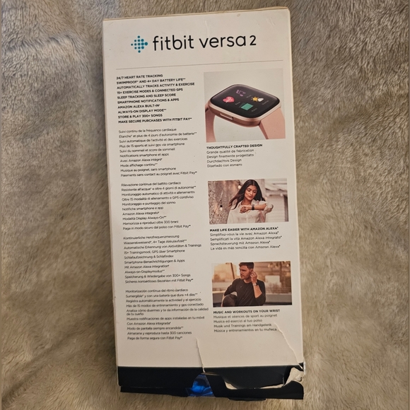 Fitbit Versa 2 Smartwatch Rose Gold with charger, Gift - Picture 5 of 10